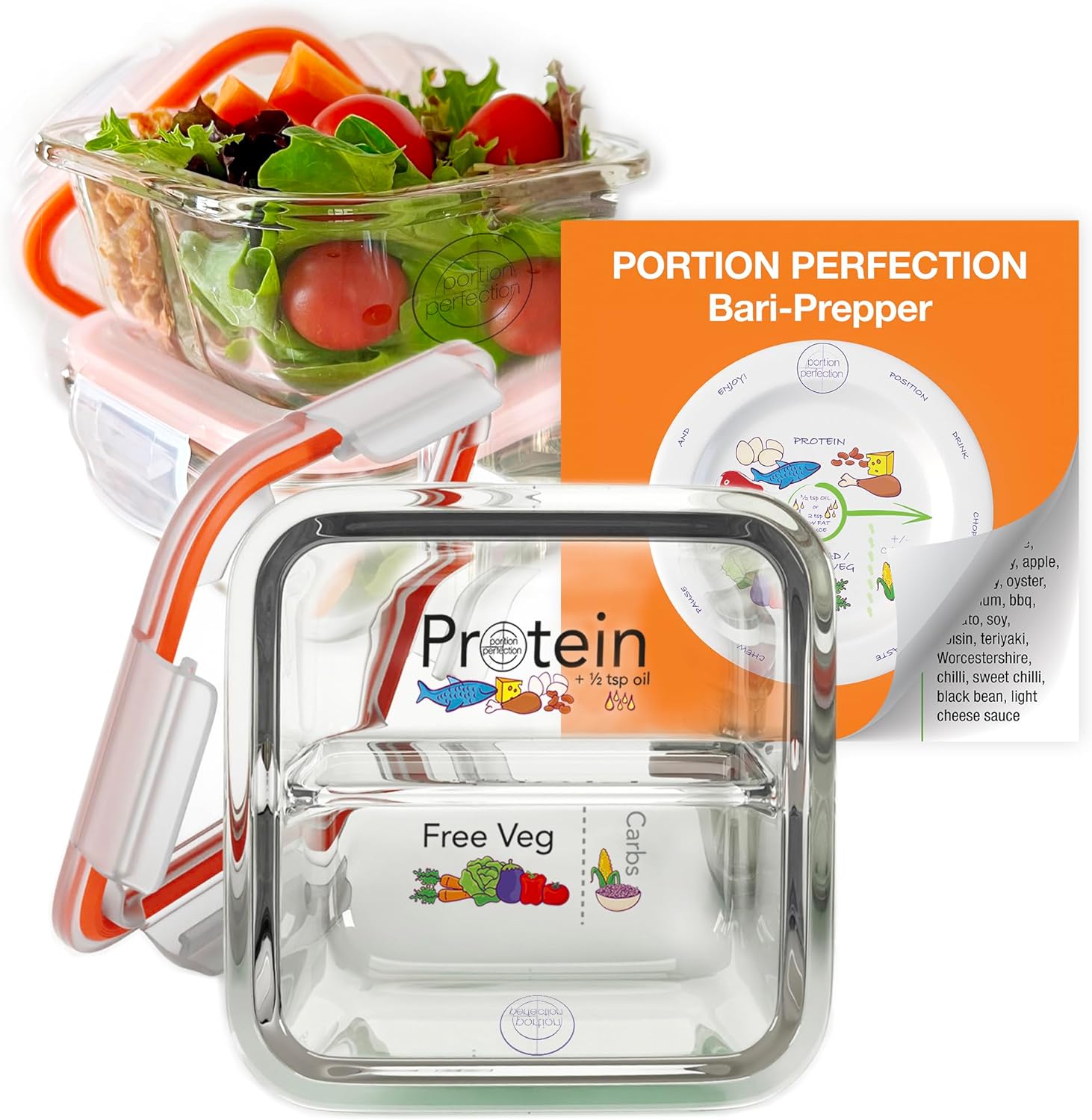 PortionMaster - Set 3 Contenants Verre Bariatrique