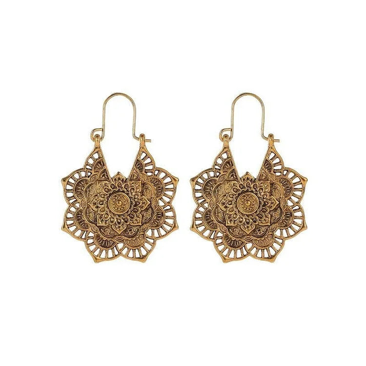 Isolde - Boucles d'oreilles mandala lotus en or/argent