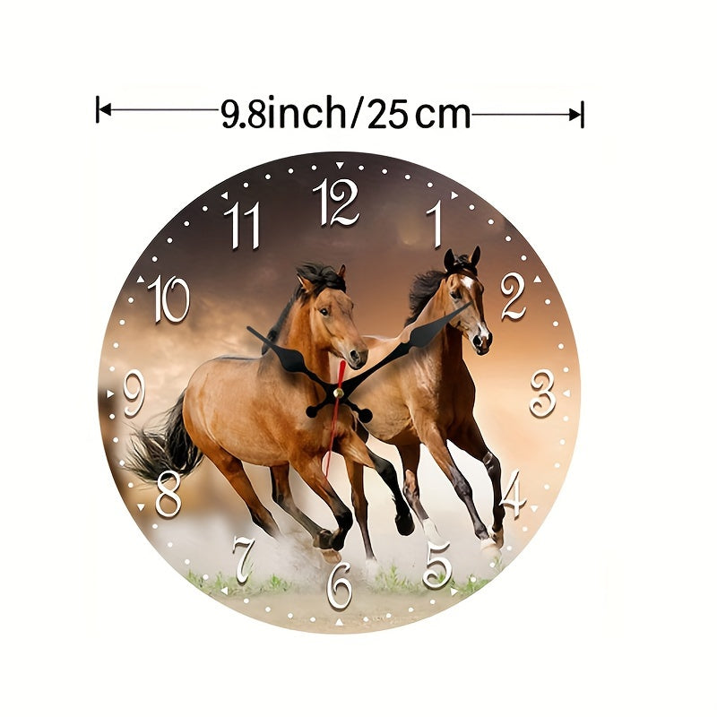 GallopTime Clock - Horloge murale chevaux au galop en bois