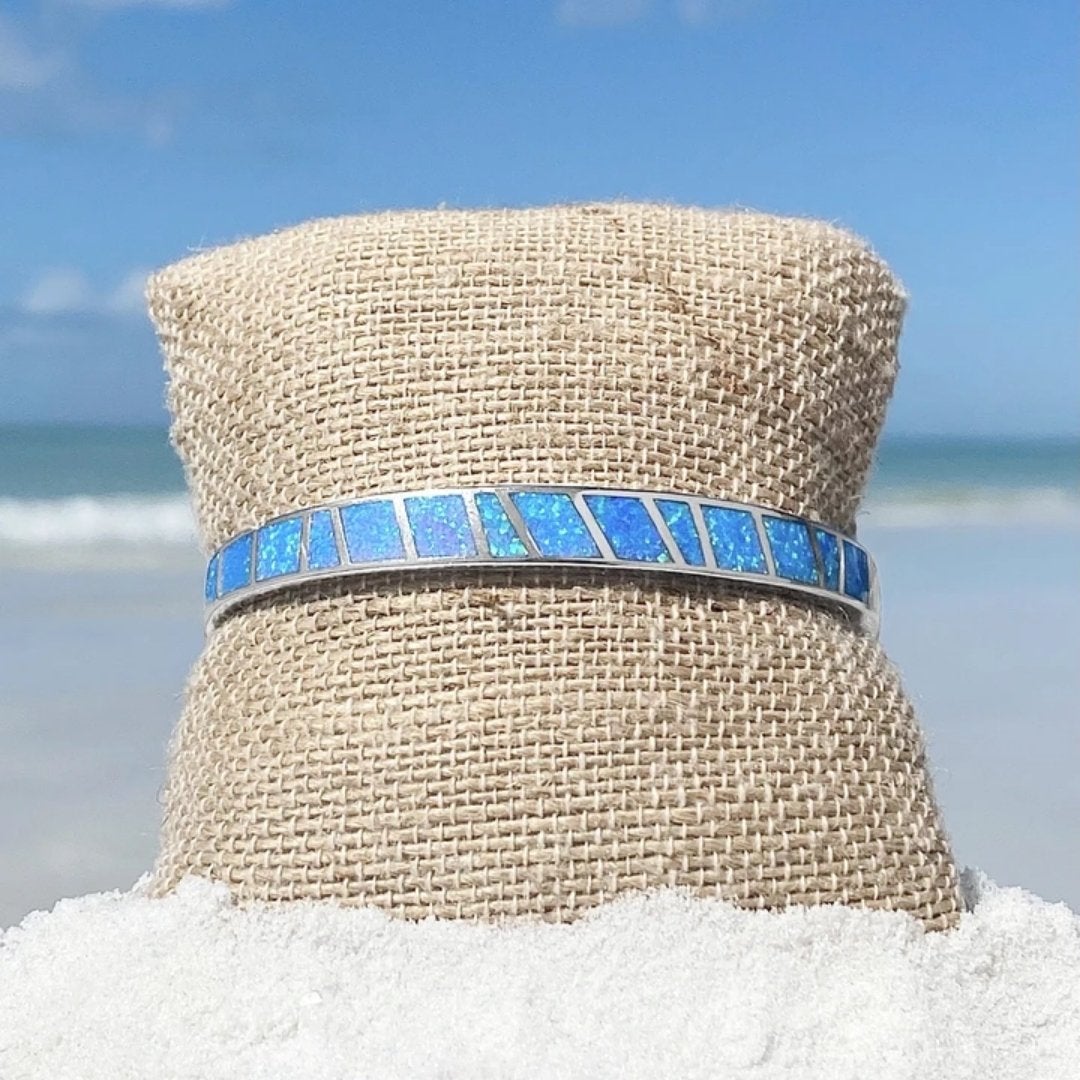 Isola - Bracelet opale bleue et argent élégant