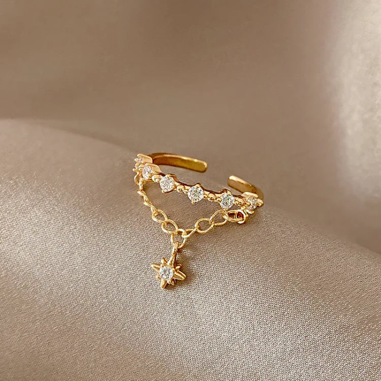Lyra - Bague hexagramme dorée collection élégante
