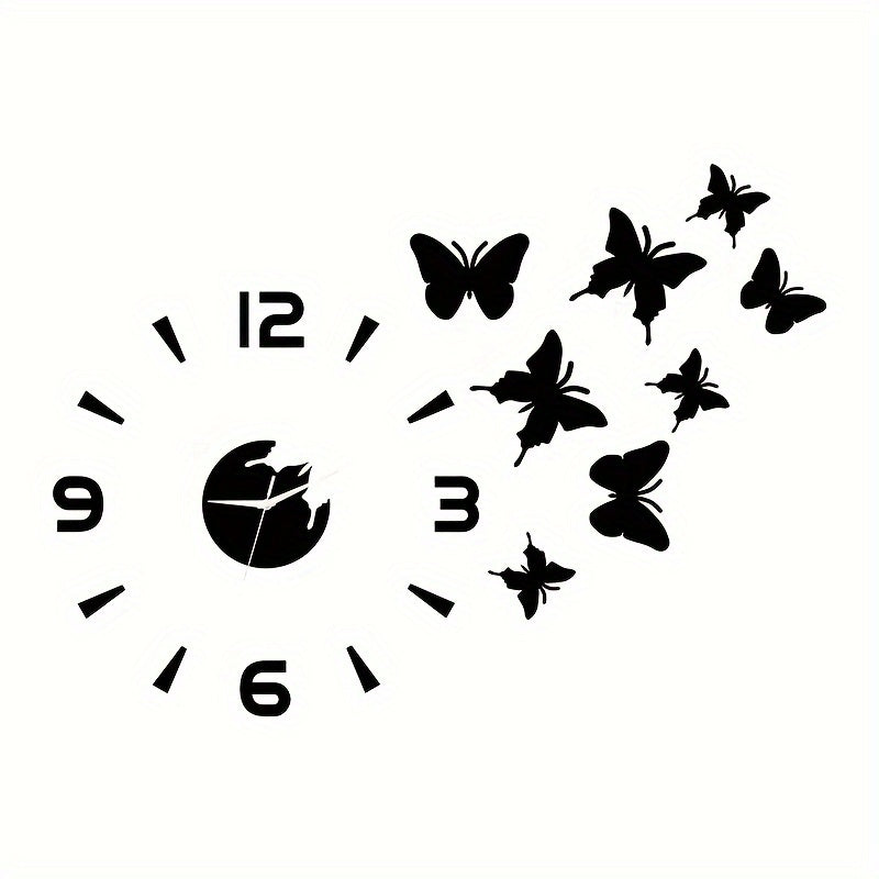 AcrylicButterfly - Horloge Murale Miroir 3D Papillons Design