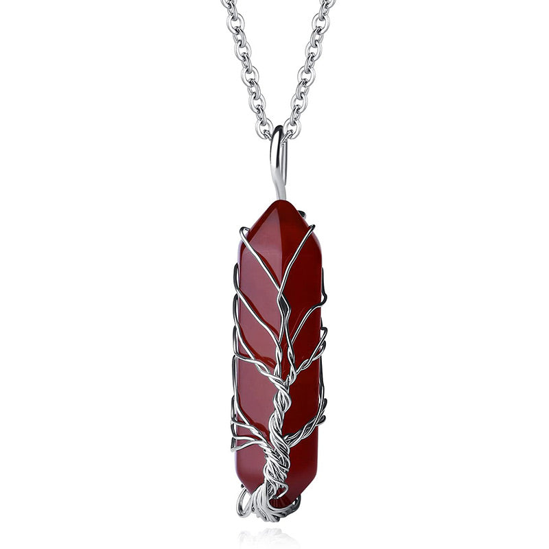 Elara - Collier arbre de vie en cristal et pierre précieuse