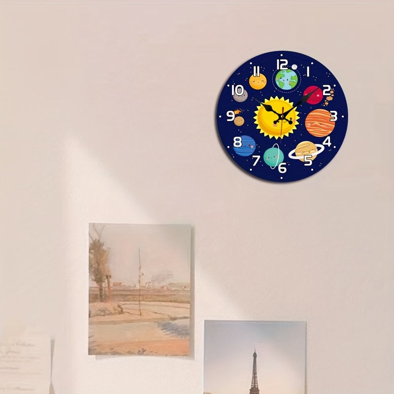 CosmicTime Clock - Horloge Murale Systeme Solaire Rustique et Silencieuse