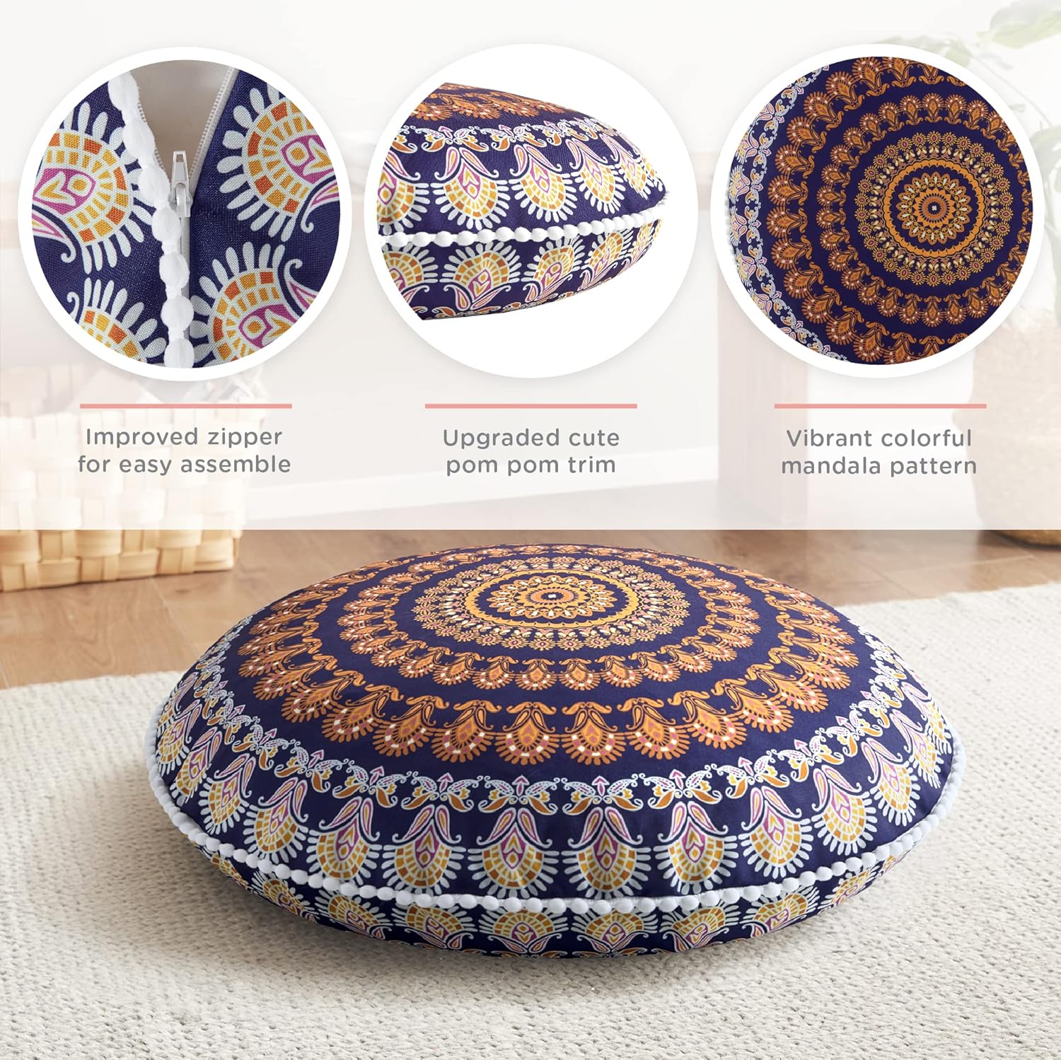 MandalaCushion – Coussin Méditation Bohémien Sol