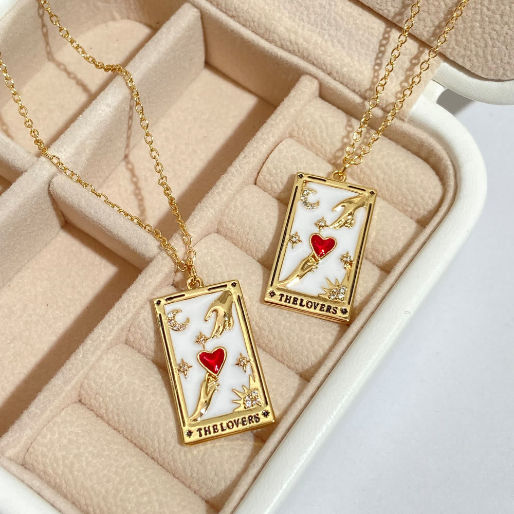 Amara - Collier pendentif tarot doré en zircone