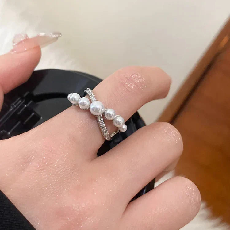 Bague Vintage Réglable Isadora - Zirconia et Perle