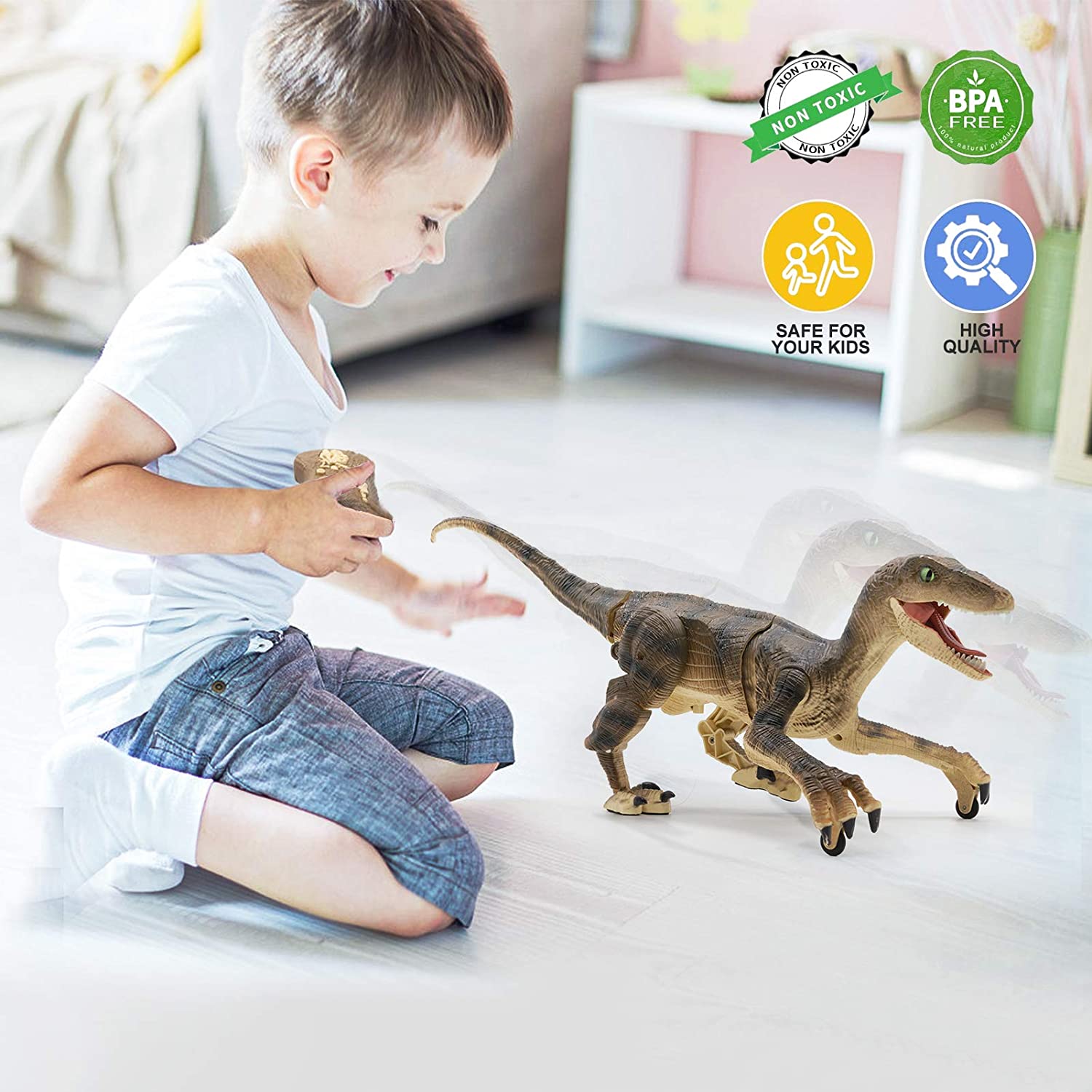 DinoMotion – Velociraptor Télécommandé Réaliste