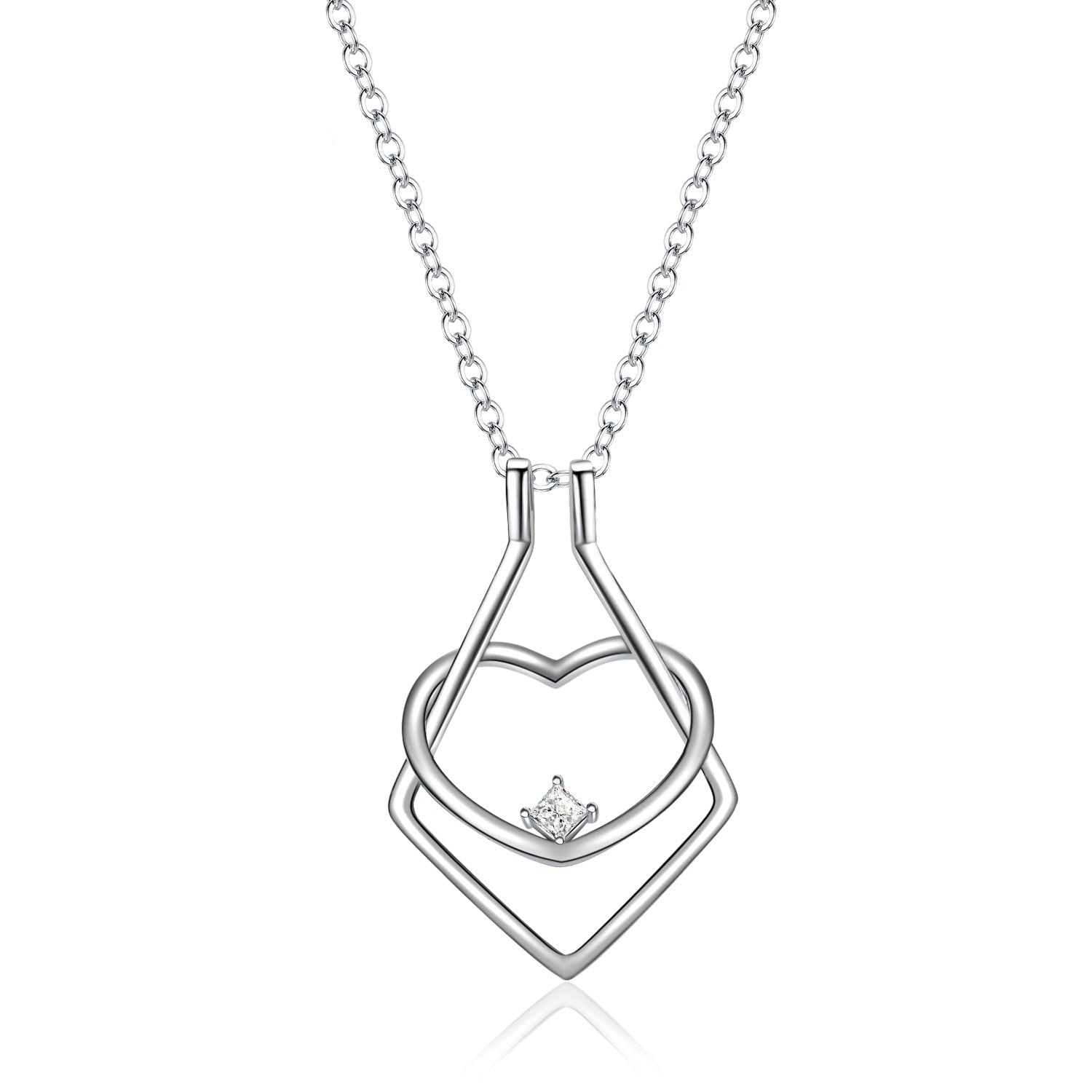 Amelina Collier Porte-Bague Argent 925 – Cœur Zircone