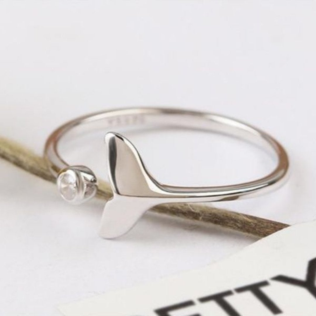 Marinel - Bague queue de dauphin en argent et zircone réglable