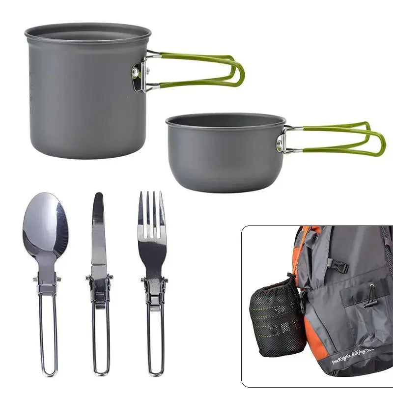 TrekChef - Set Casseroles Camping Complet avec Couverts