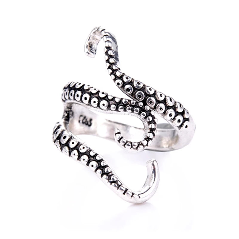 Nautilus - Bague tentacules réglable en argent