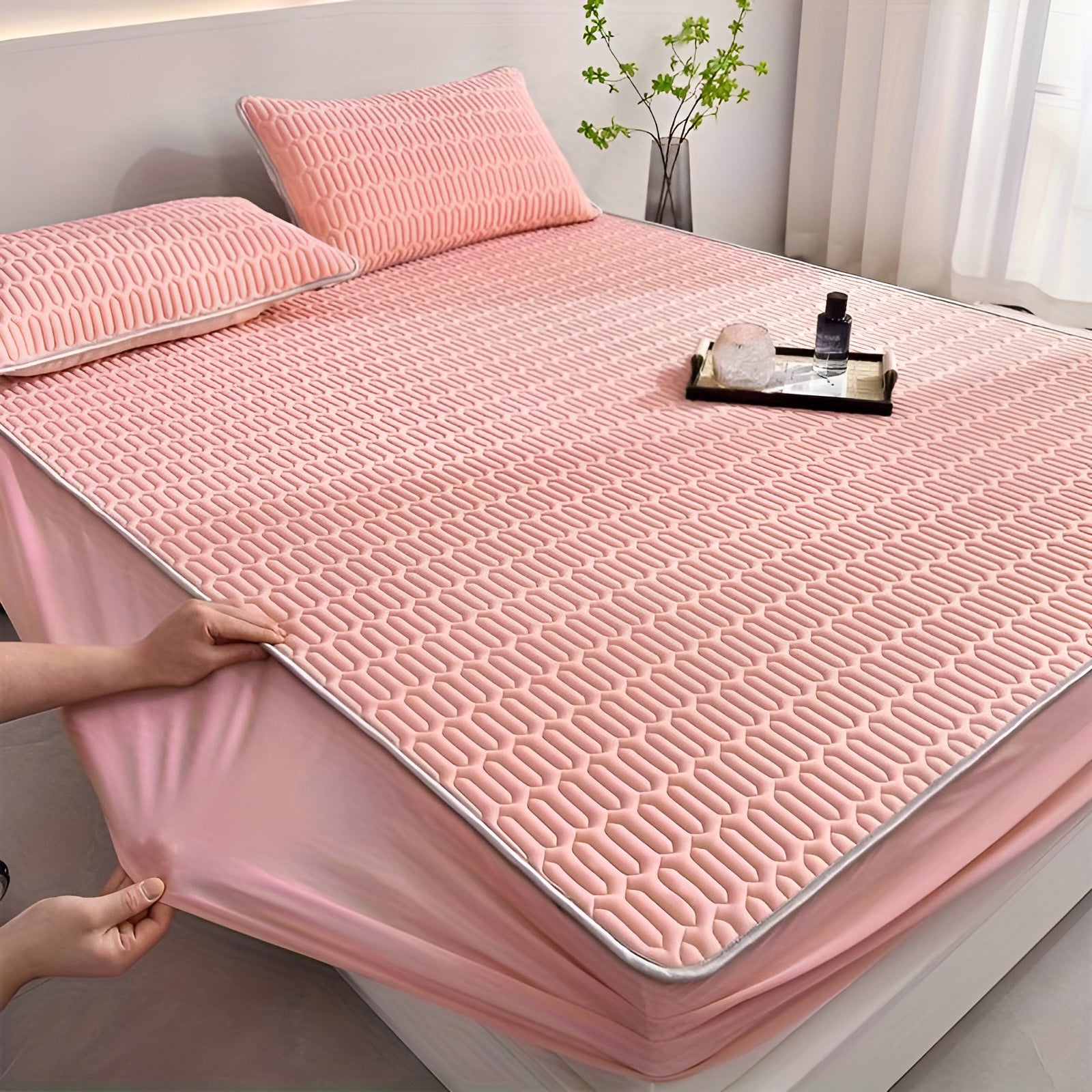 ChillDreams Set - Surmatelas en latex rafraîchissant et taies d'oreiller de luxe