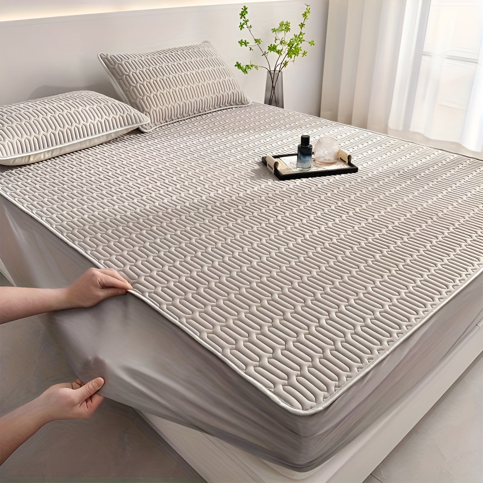 ChillDreams Set - Surmatelas en latex rafraîchissant et taies d'oreiller de luxe