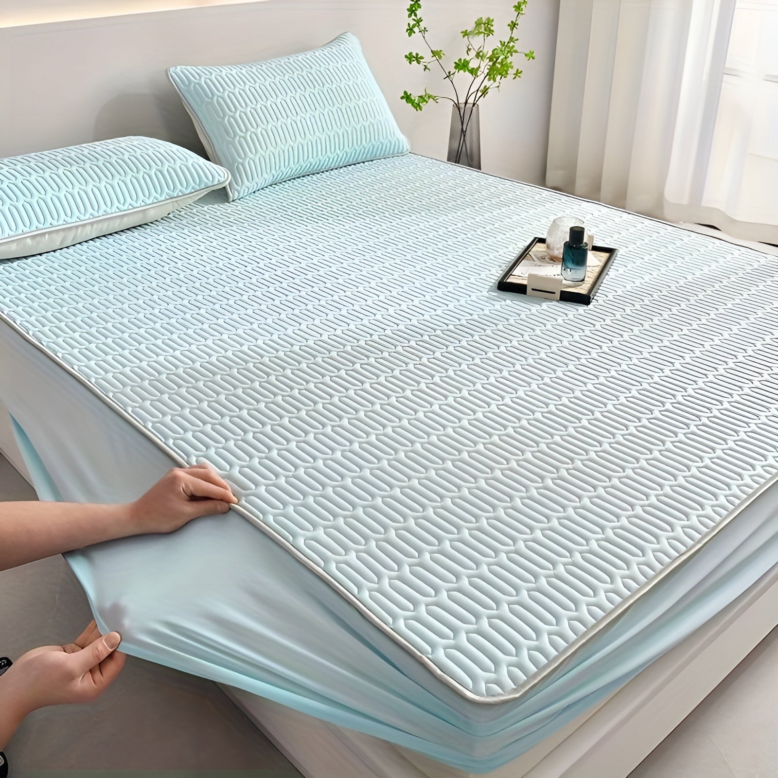 ChillDreams Set - Surmatelas en latex rafraîchissant et taies d'oreiller de luxe