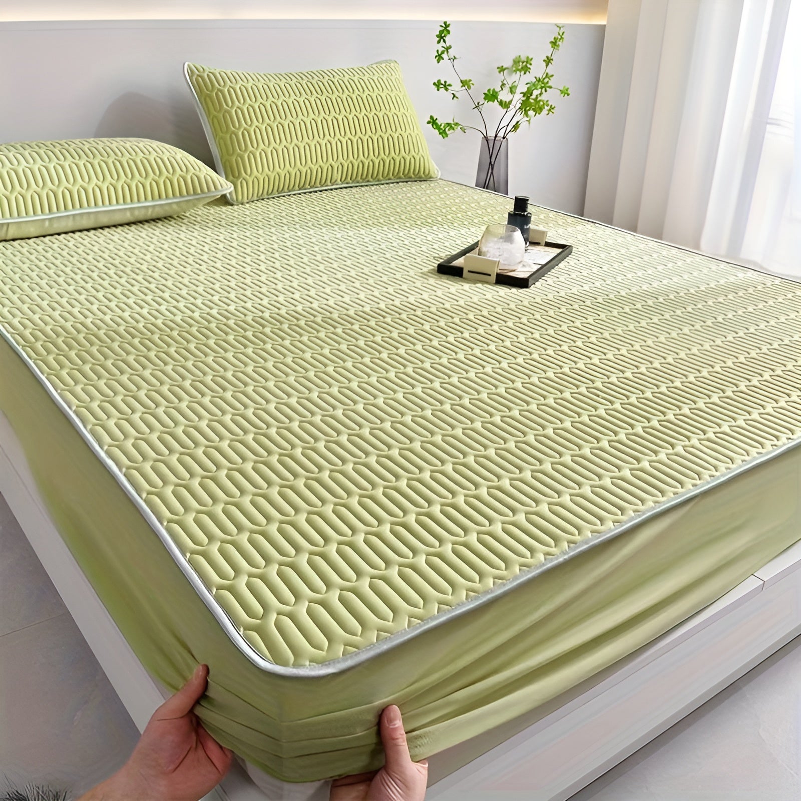 ChillDreams Set - Surmatelas en latex rafraîchissant et taies d'oreiller de luxe