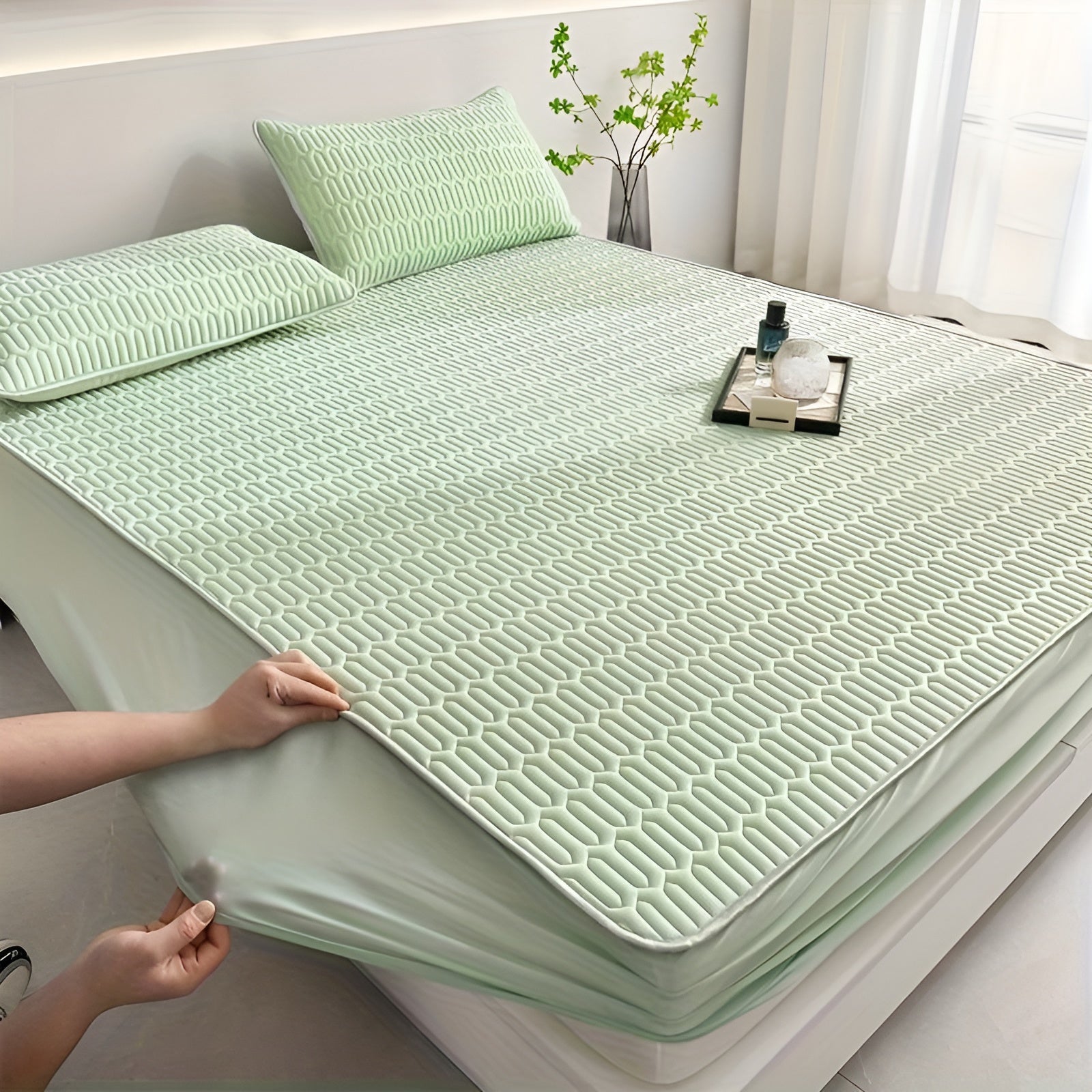 ChillDreams Set - Surmatelas en latex rafraîchissant et taies d'oreiller de luxe