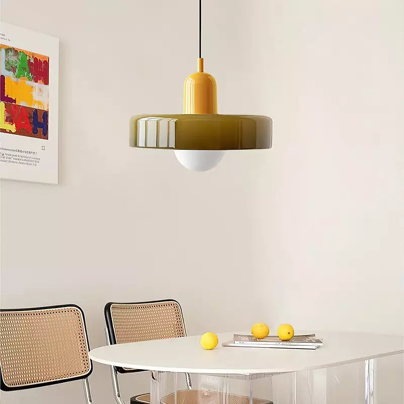 LumiVerre Bauhaus – Suspension en Verre Coloré au Design Iconique | Éclairage Artistique & Élégant