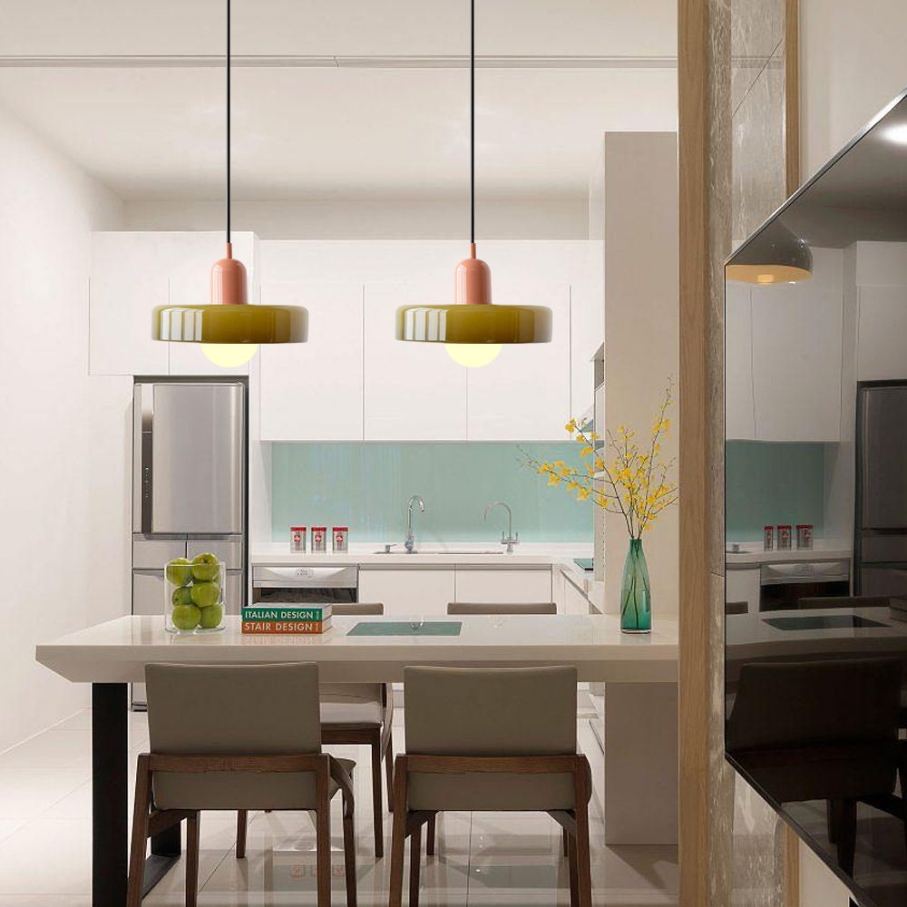 LumiVerre Bauhaus – Suspension en Verre Coloré au Design Iconique | Éclairage Artistique & Élégant