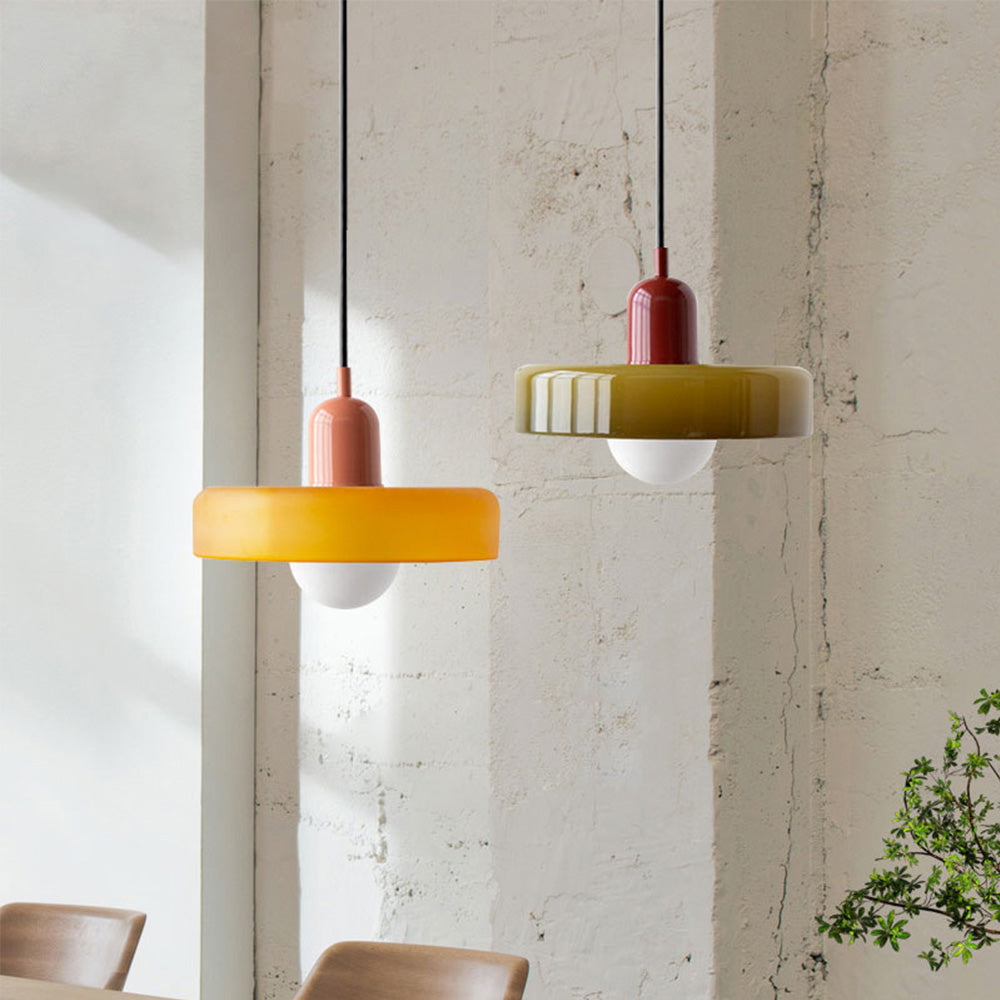 LumiVerre Bauhaus – Suspension en Verre Coloré au Design Iconique | Éclairage Artistique & Élégant