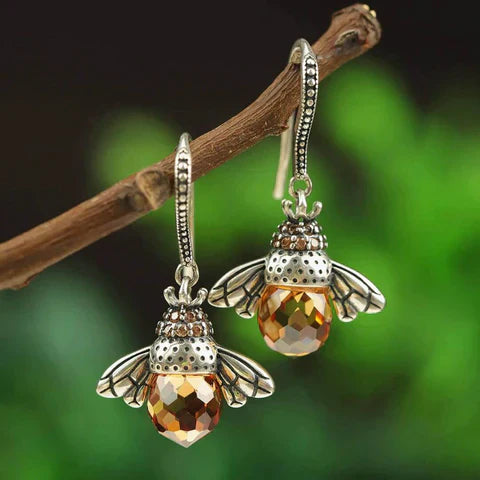 Boucles d'Oreilles Reine des Abeilles - Argent 3cm