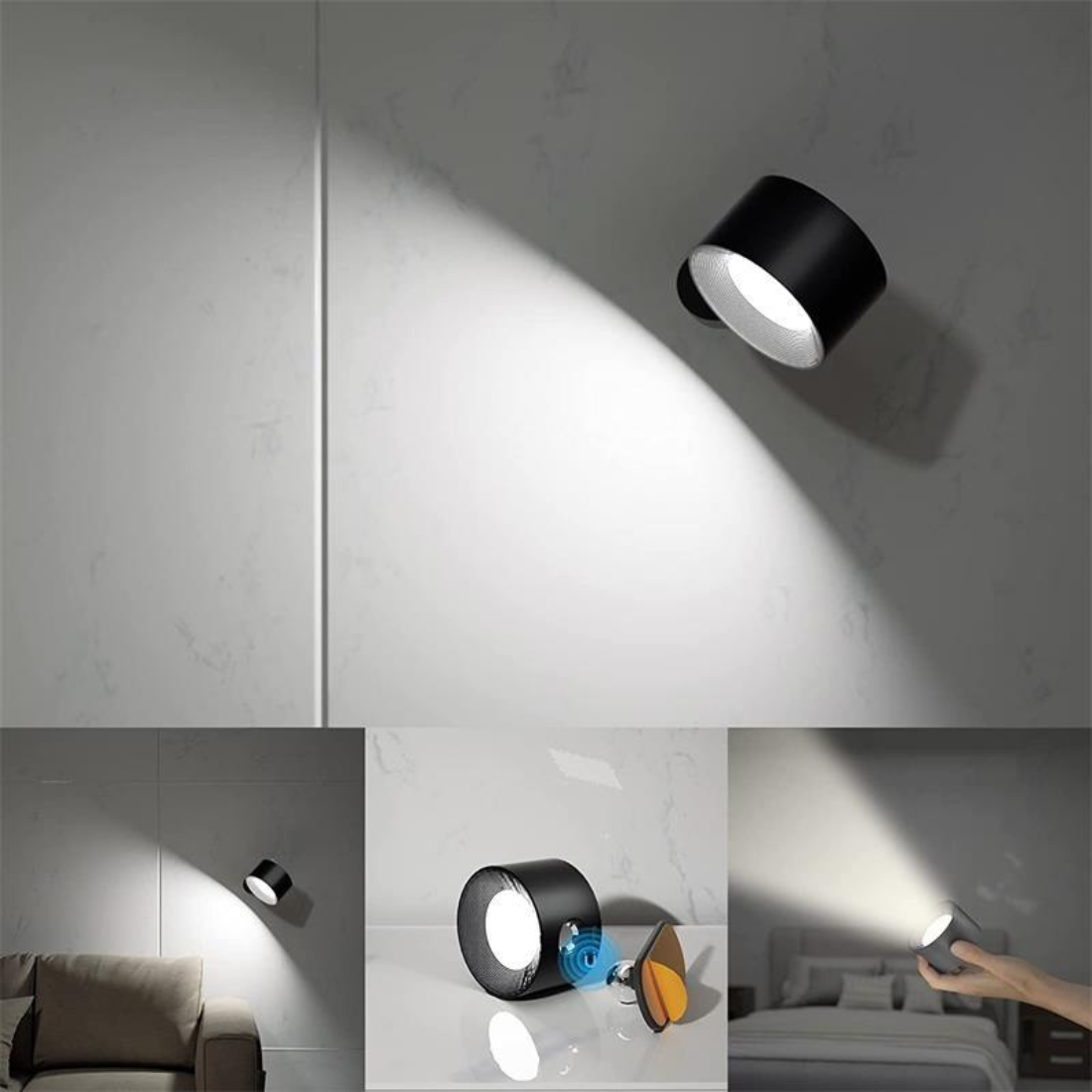 Éclairea – Applique Murale Sans Fil à LED Rechargeable à 360°