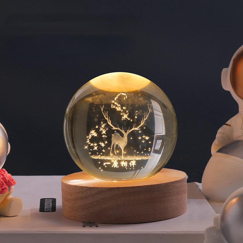 Boule de Cristal Lumineuse | Décoration d'Intérieur avec Gravure 3D | Ambiance Envoûtante pour Votre Maison 10