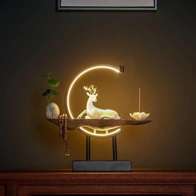 SereneStag - Élégant Brûleur Encens Cerf Blanc