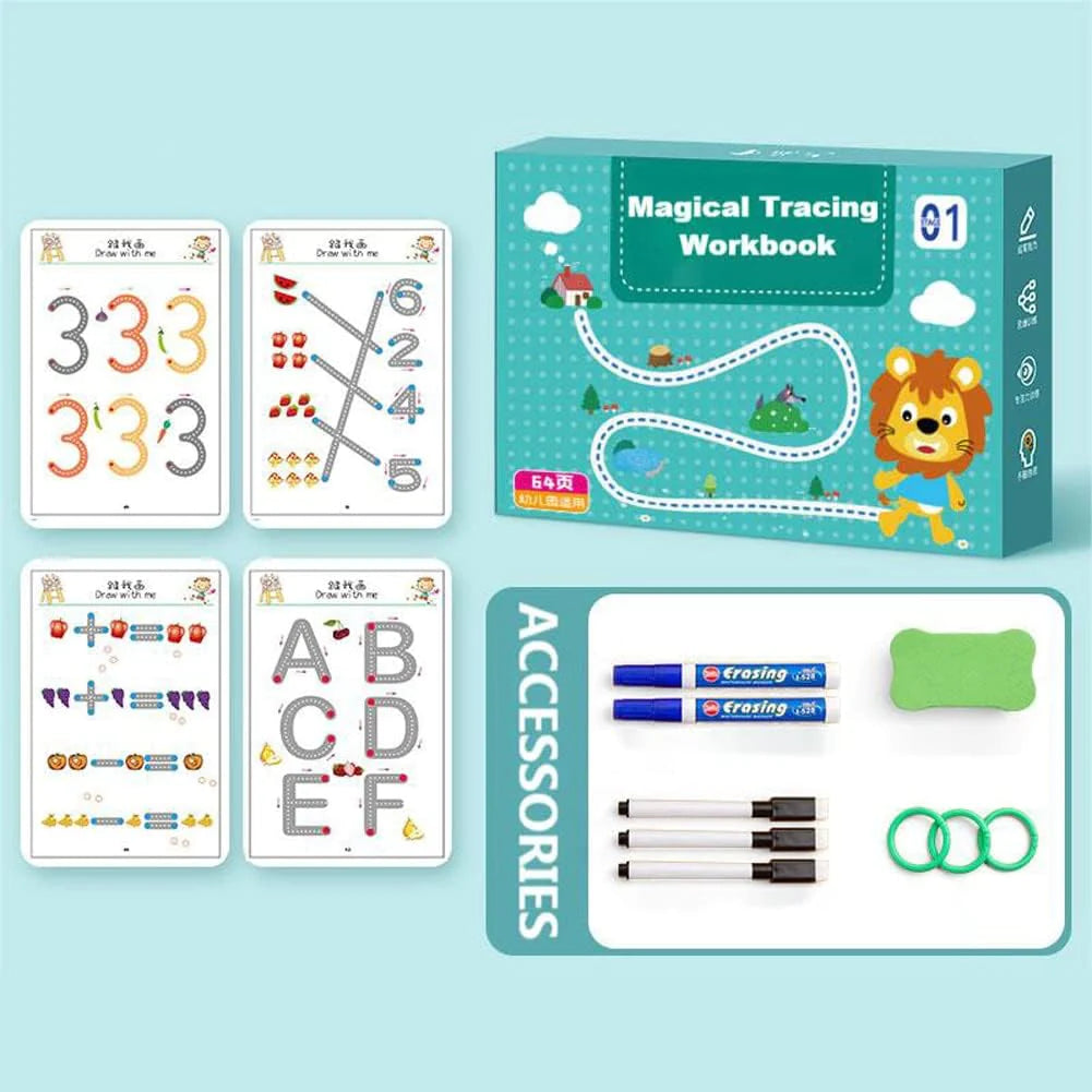 Cahier d'Écriture Réutilisable avec Marqueurs Vibrants | Apprentissage Interactif pour Enfants de 2 à 6 Ans 2