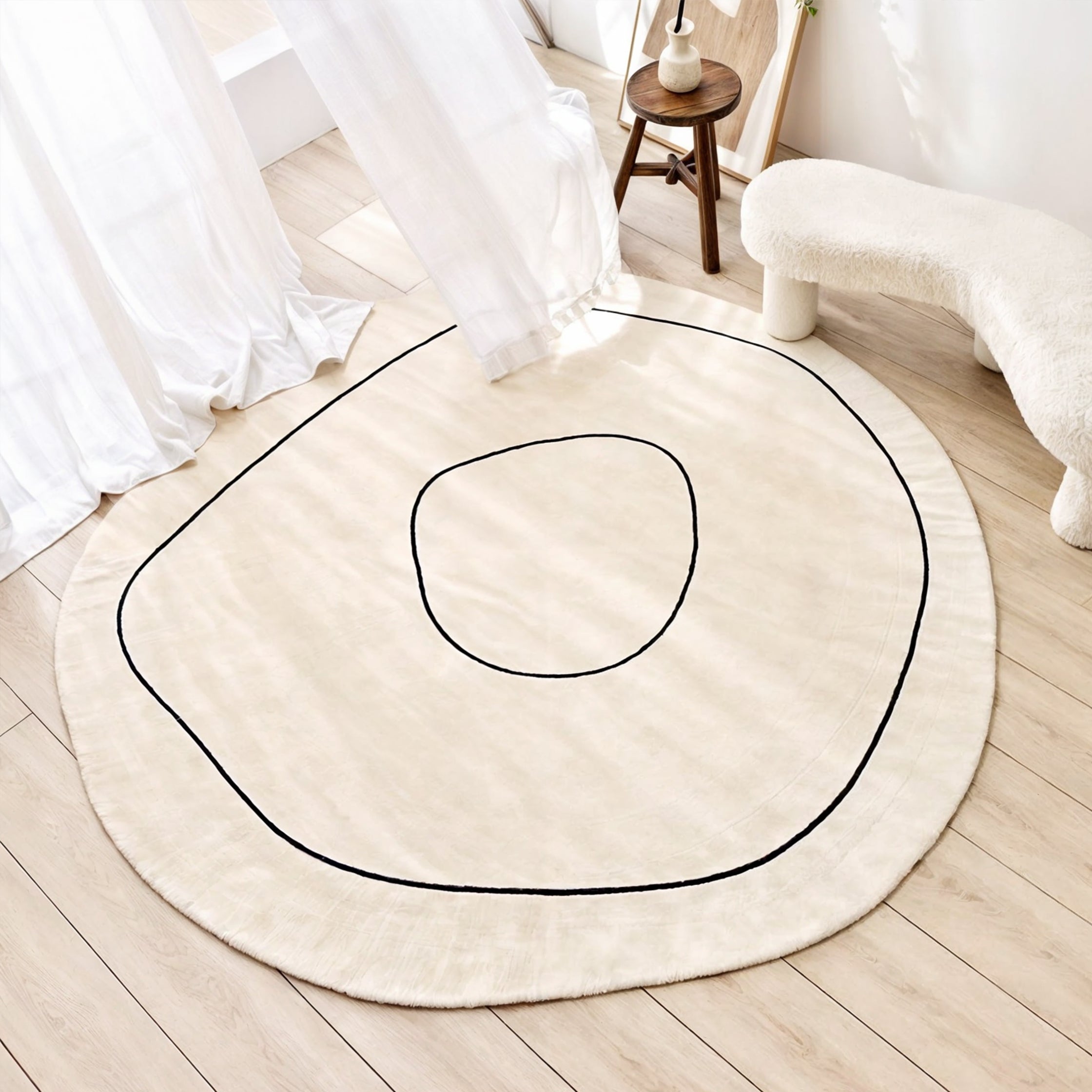 CozyNest - Tapis Rond en Laine Douce pour Tout Intérieur