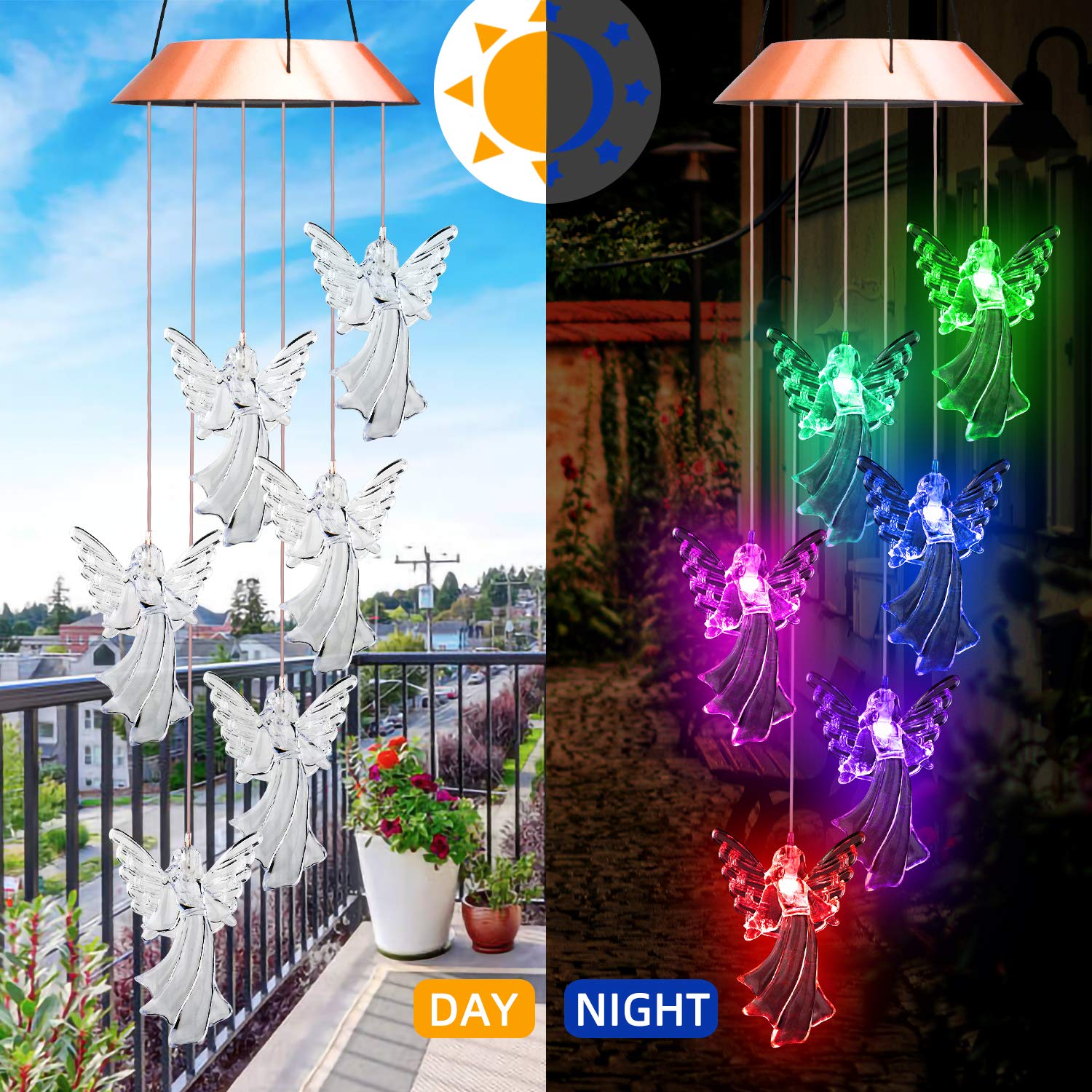 CelestialWind | Élégant Carillon Éolien Solaire à Changement de Couleur 4