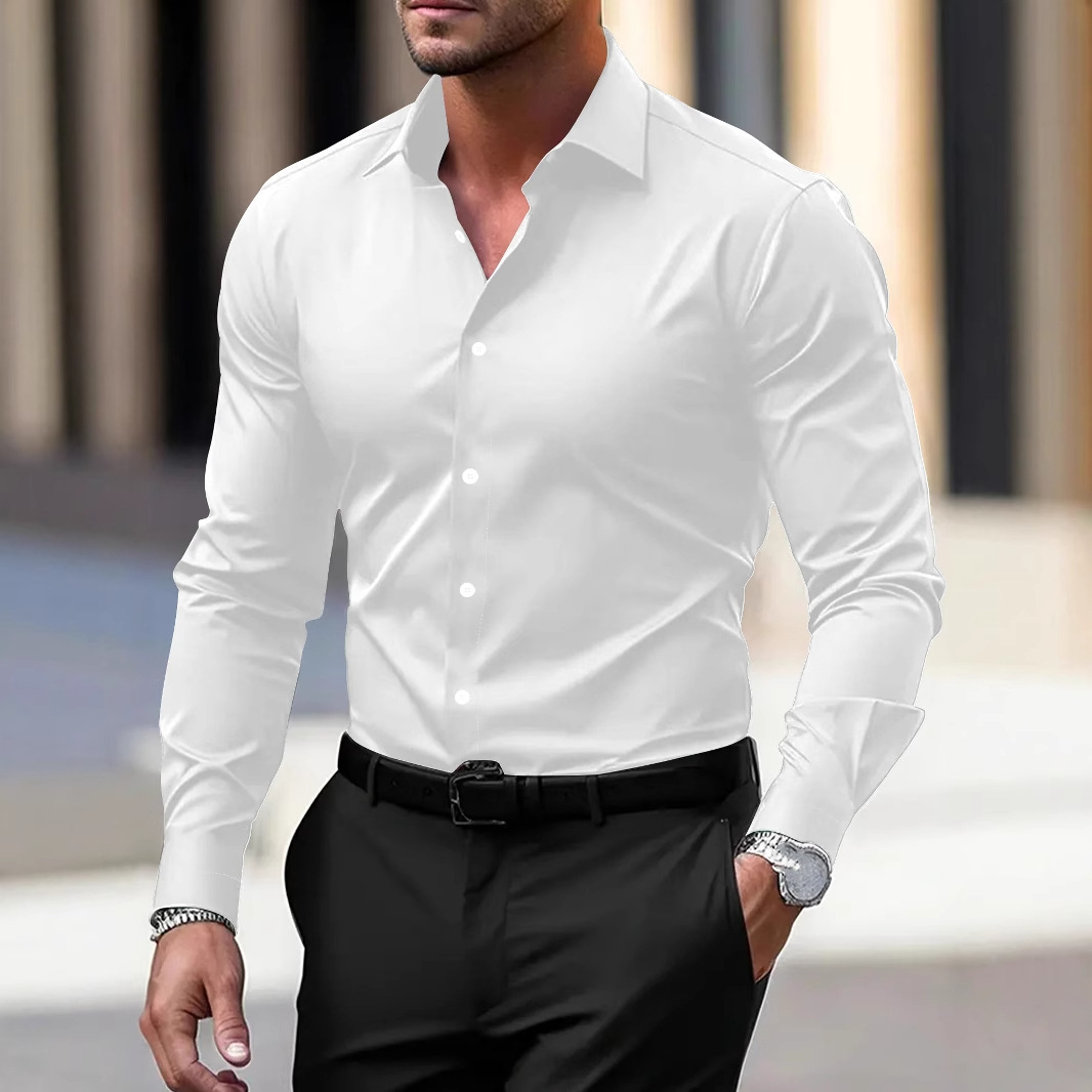 Chemise Homme À Manches Longues - Élégante Avec Col Ouvert Pour Usage Quotidien 3