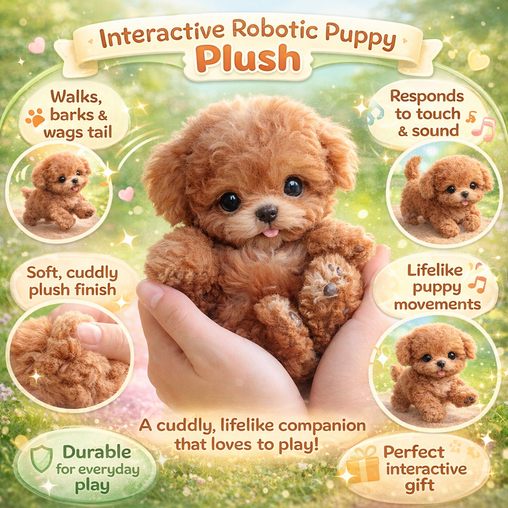 Chiot Interactif | Jouet en Peluche Interactive avec Mouvements Réalistes | Compagnon Amusant pour Enfants 2