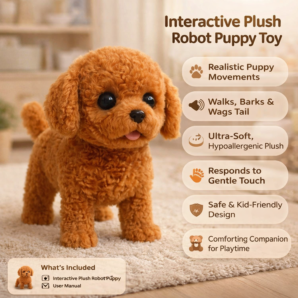 Chiot Robot Interactif | Peluche Interactive avec Réactions Réalistes | Compagnon Amusant pour Enfants 2