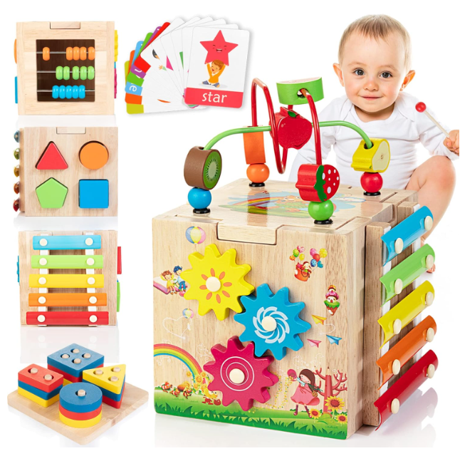 Cube d'Activités Montessori | Jouet Éducatif 8 en 1 avec Labyrinthe et Xylophone | Développement de la Motricité pour Bébé 0
