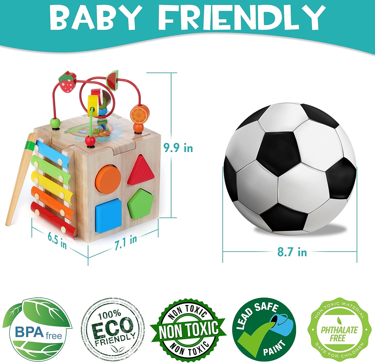 Cube d'Activités Montessori | Jouet Éducatif 8 en 1 avec Labyrinthe et Xylophone | Développement de la Motricité pour Bébé 5