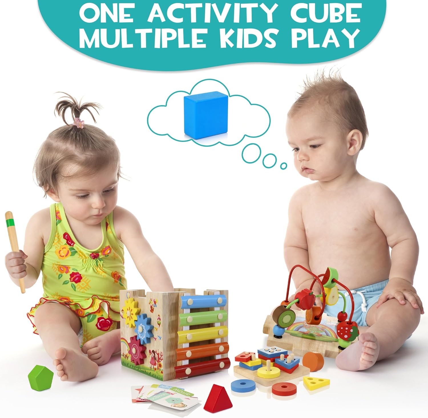 Cube d'Activités Montessori | Jouet Éducatif 8 en 1 avec Labyrinthe et Xylophone | Développement de la Motricité pour Bébé 6