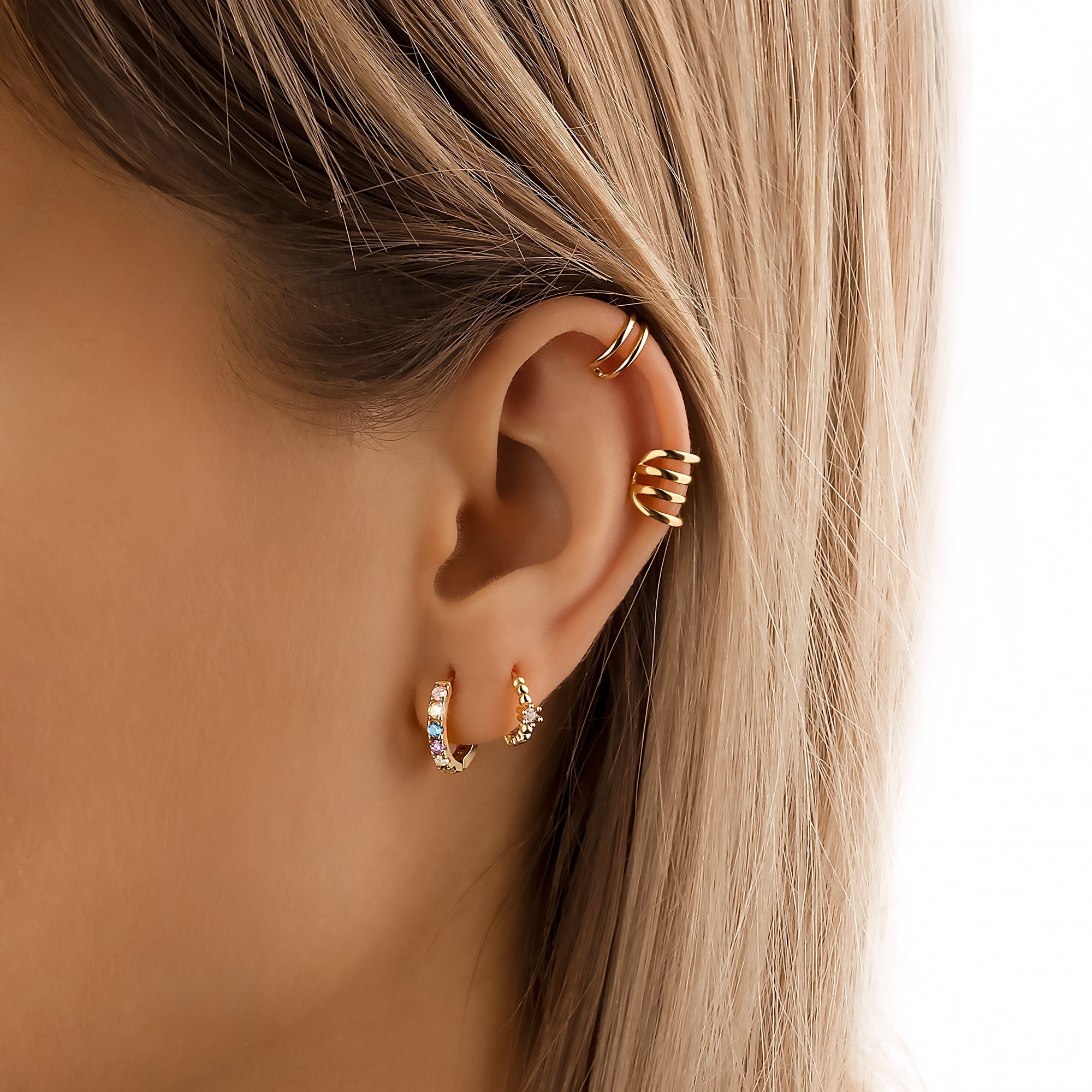 Aureline - Boucles d'oreilles à la zircone arc-en-ciel scintillante