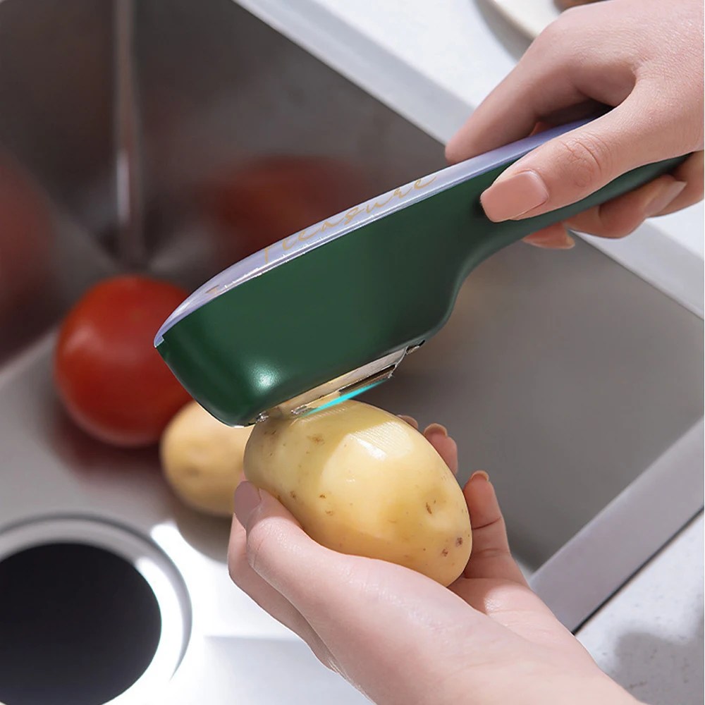 PeelMaster - Économe Inox Bac Récupérateur