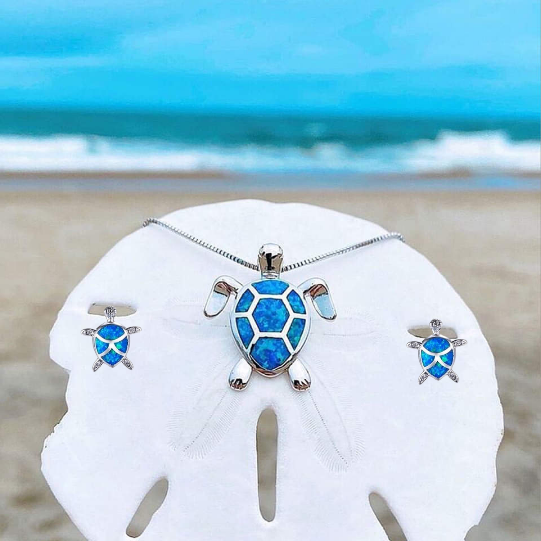 Mila - Parure tortue marine, collier et boucles