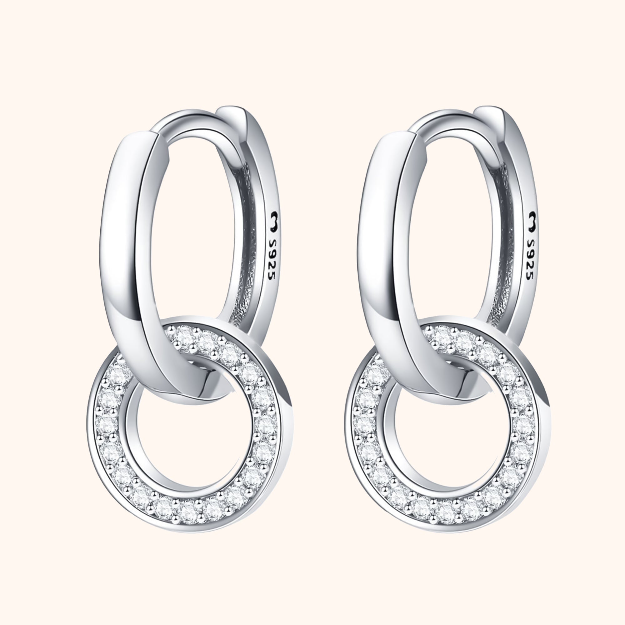 Nerida - Boucles créoles connectées en argent élégantes