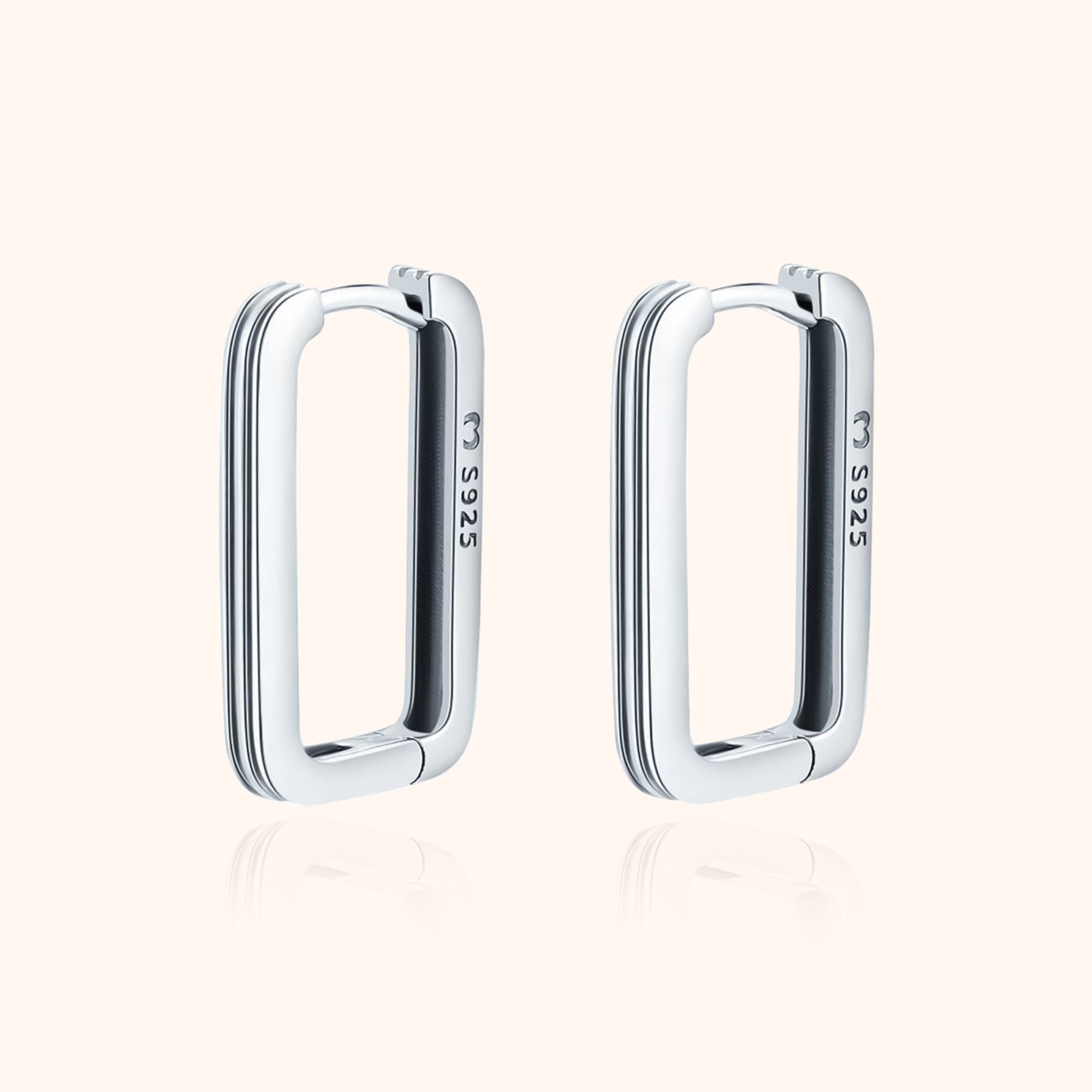 Isabelle - Boucles d'oreilles rectangulaires en argent modernes