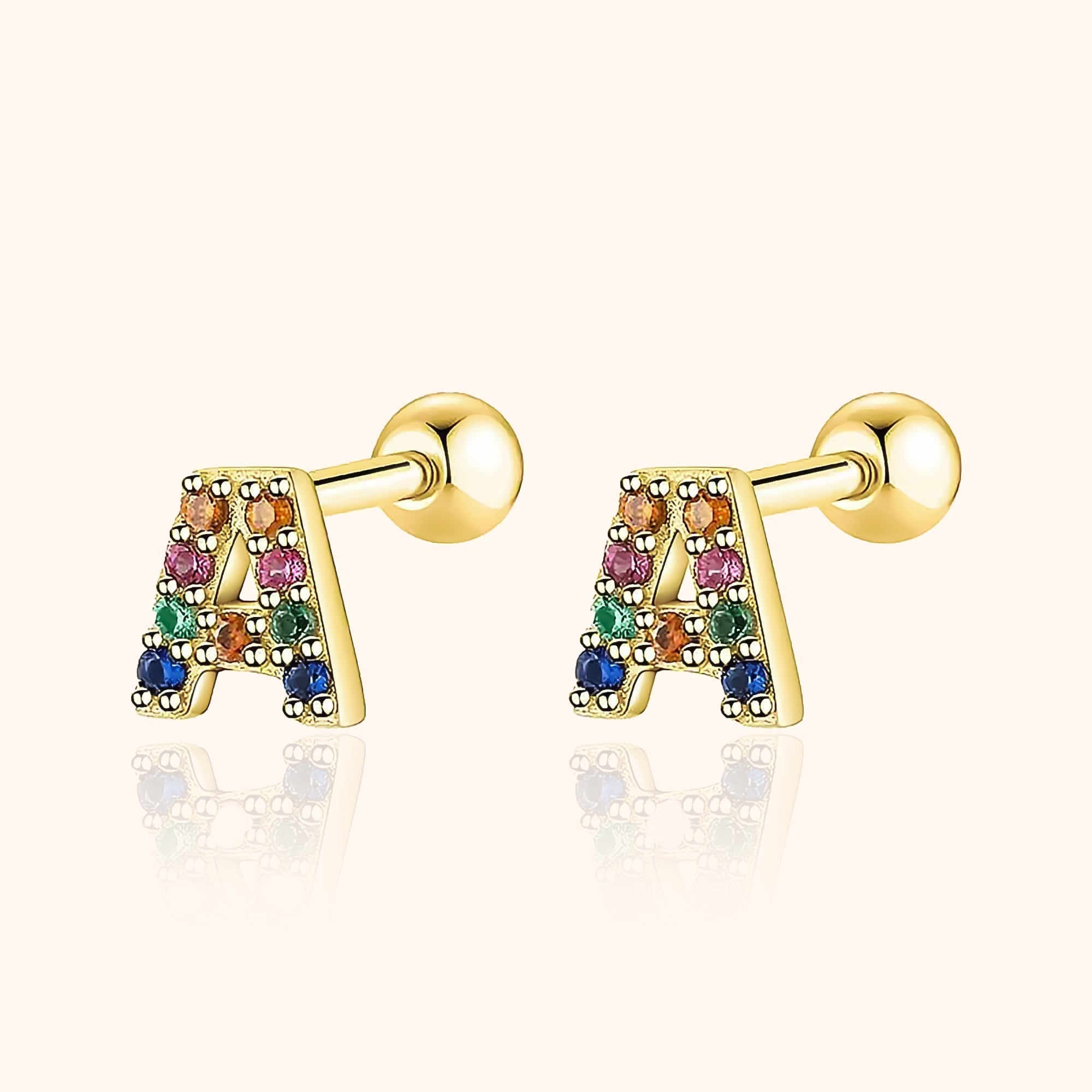 Letria - Boucles d'oreilles initiales colorées en strass personnalisées