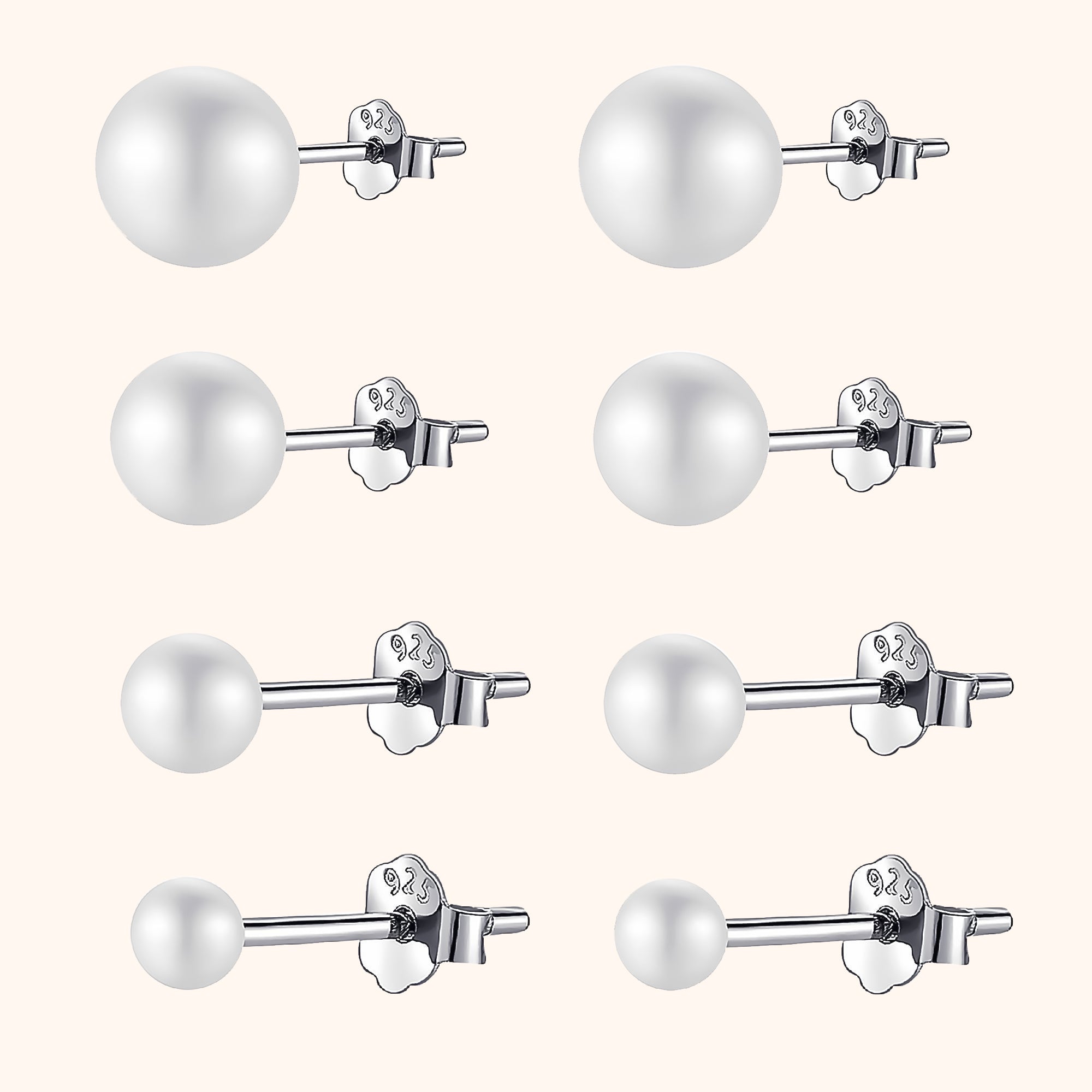 Celina - Puces d'oreilles perle en argent classiques