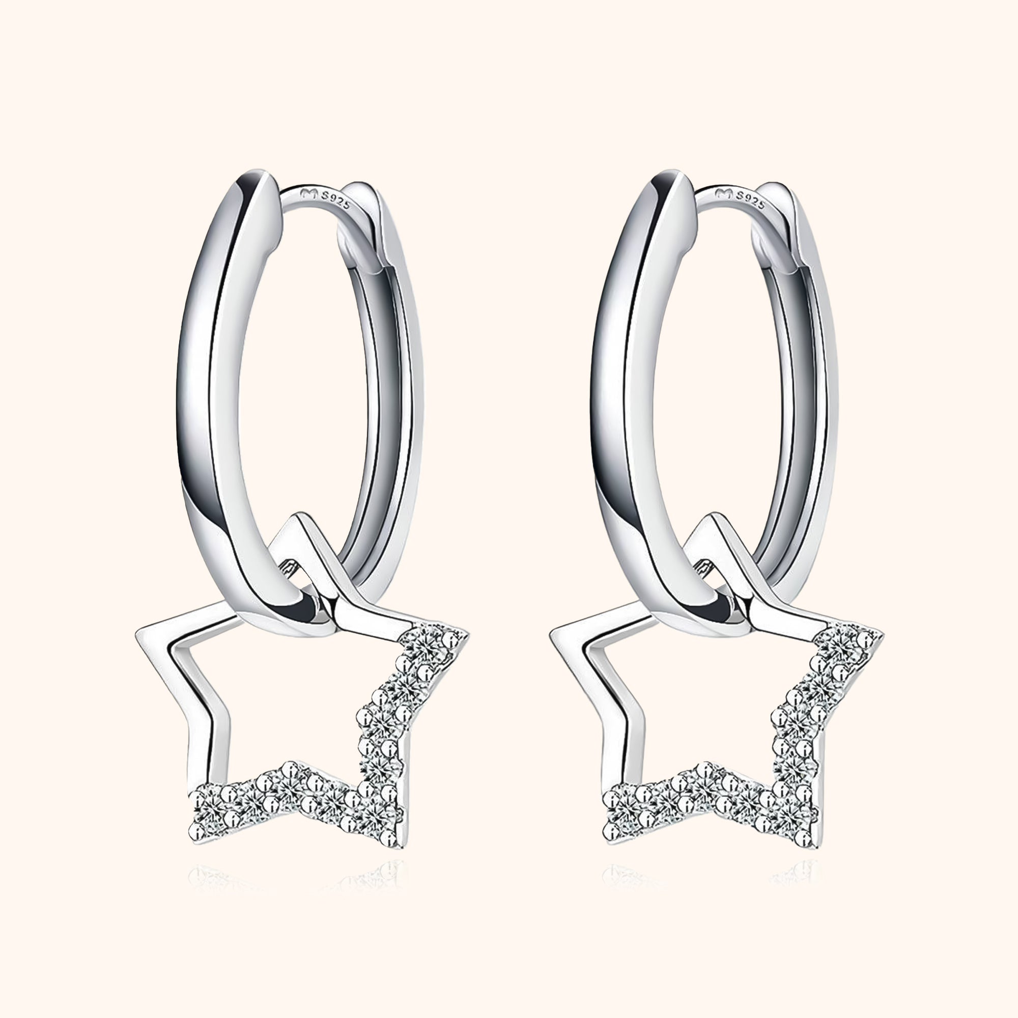 Boucles d'Oreilles Pendentif Étoile Zirconia - Noëmi