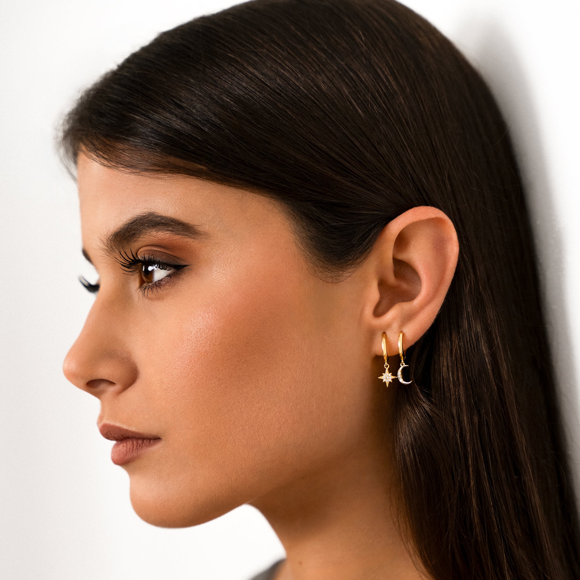 Cosmica - Boucles d'oreilles lune et étoile en argent mystiques