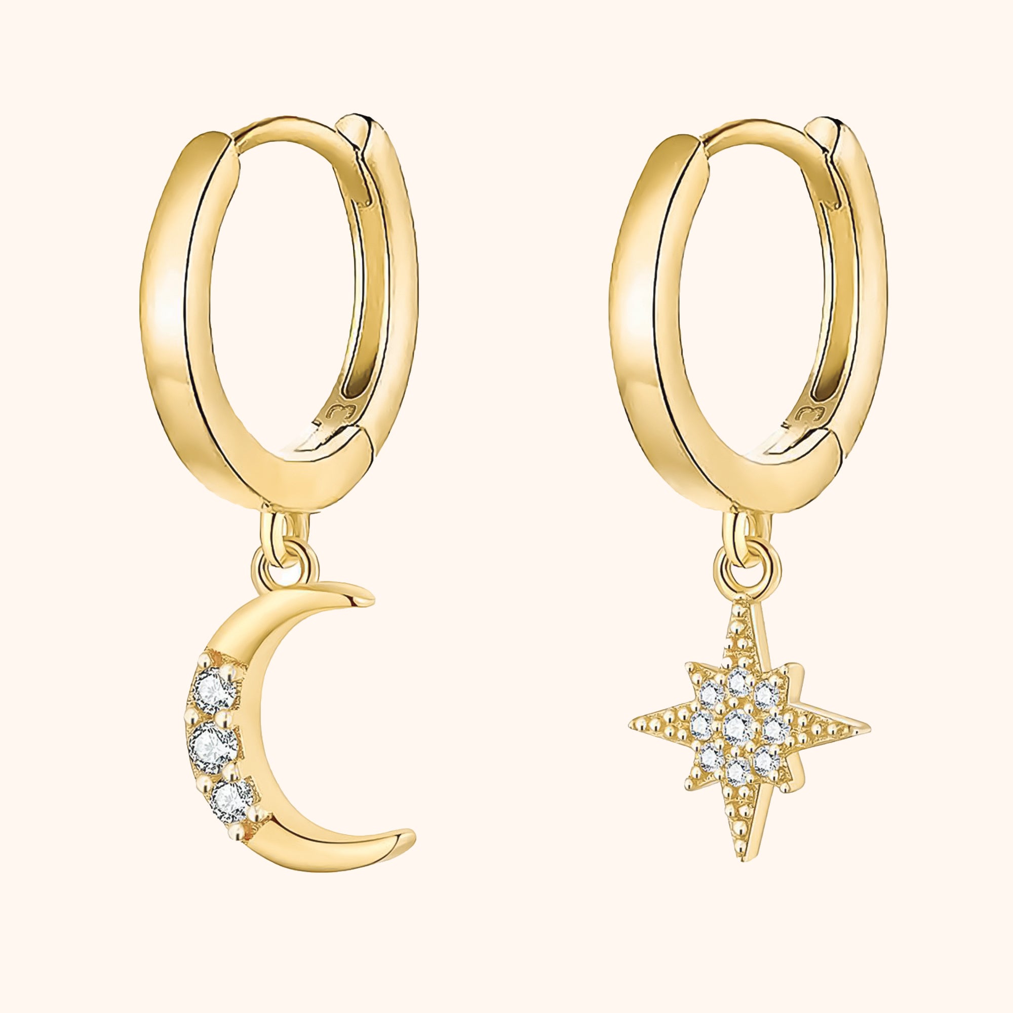 Cosmica - Boucles d'oreilles lune et étoile en argent mystiques