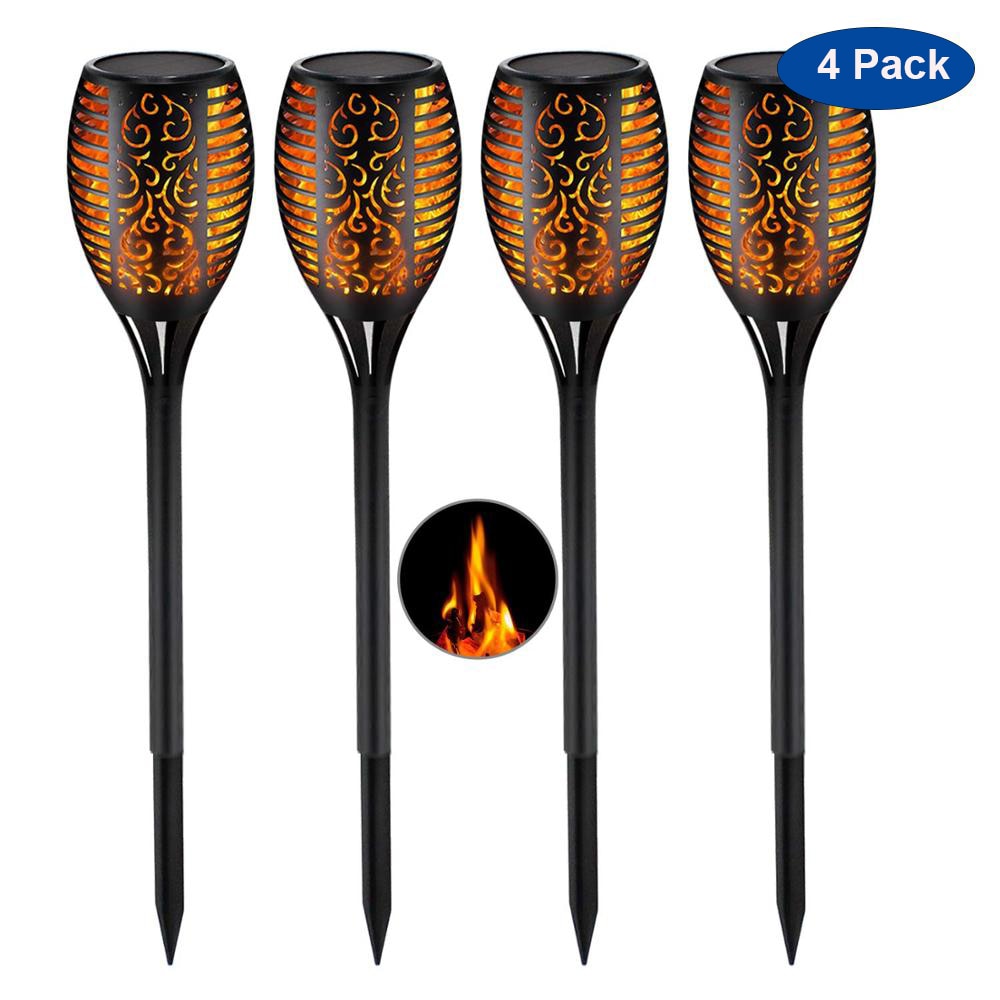 Éclairage Extérieur Solaire | Torches Solaire LED avec Effet Flamme Réaliste | 4 Pièces pour Ambiance Nocturne dans votre Jardin 0
