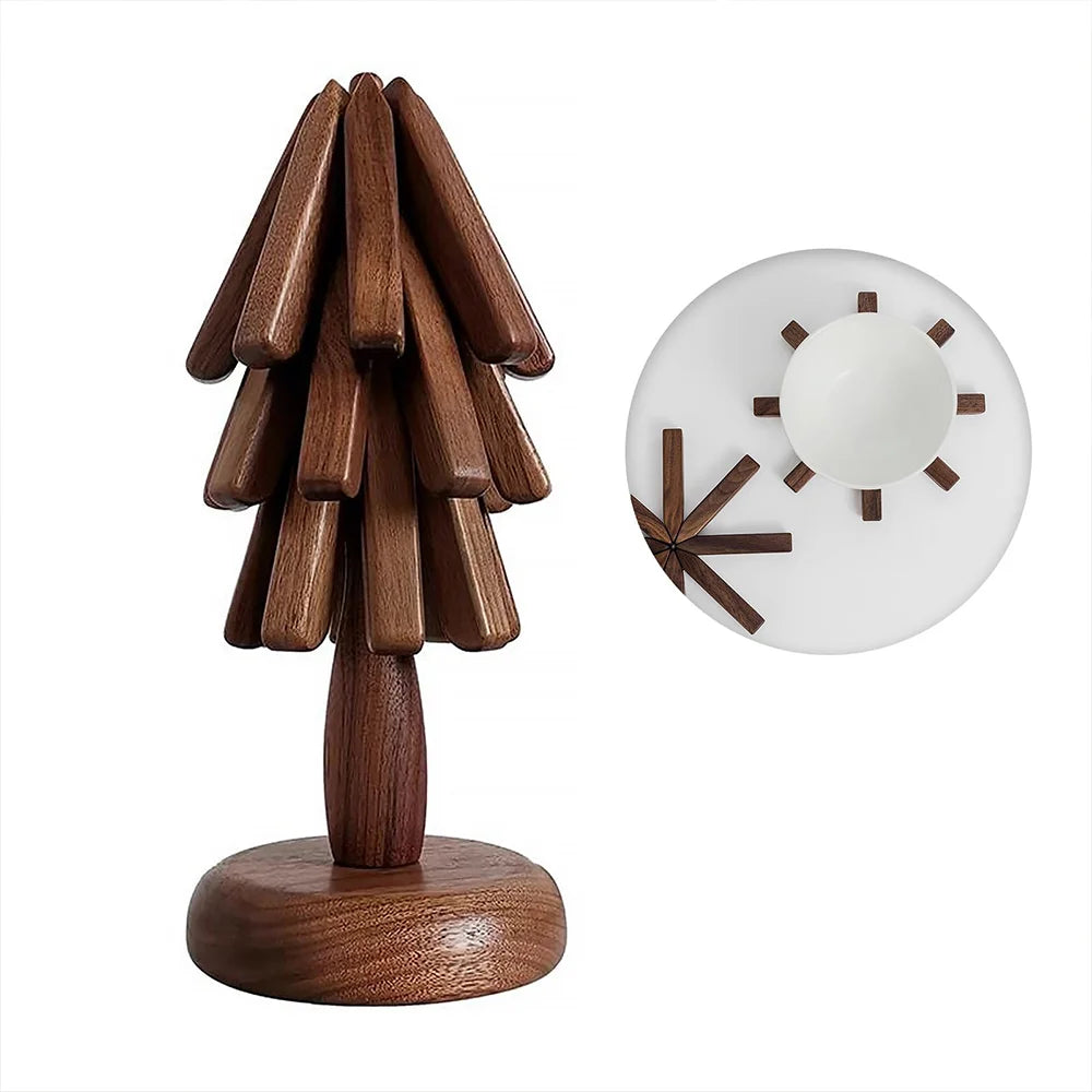 Élégance Naturelle | Sous-Verres en Bois de Noyer avec Support Innovant | Protection et Style pour Votre Table 1