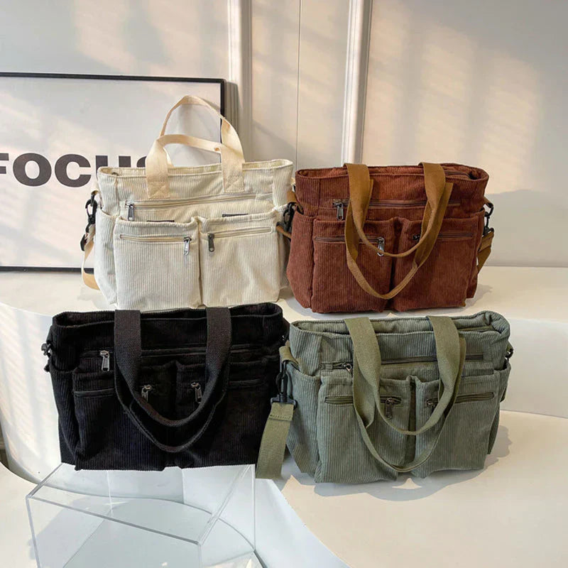 Emma | Élégant Sac Fourre Tout Femme Pratique en Velours Côtelé 1